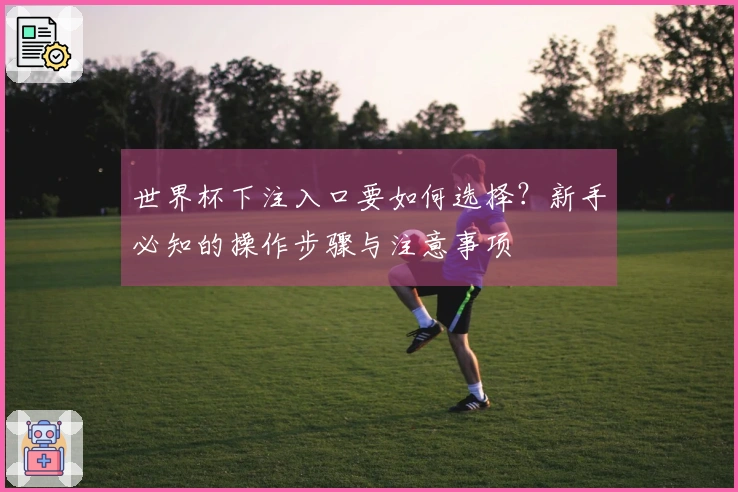 世界杯下注入口要如何选择？新手必知的操作步骤与注意事项